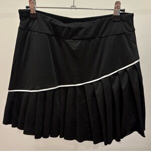 Elegant Black Pleated Skirt with White Trim